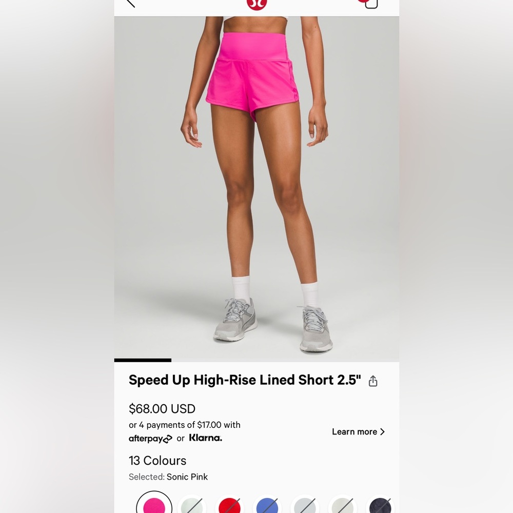 Lululemon Speed Up High Rise Lined shorts 2.5” Sonic Pink